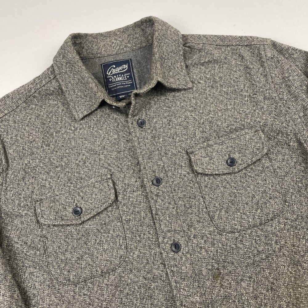 Grayers Heritage Flannel Shirt Men's M Gray Long Sleeve Button Up Cotton